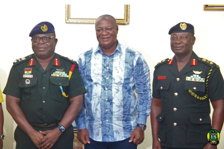 FROM LEFT: BRIG.GEN JOE APHOUR, HON. SAM PYNE AND BRIG.GEN CHARLES AGYEMANG-PREMPEH