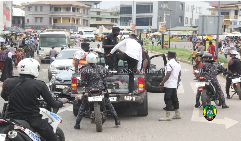 The Ghana Police Visibility Force later joined the operation on their motorbikes fully armed to ensure order throughout the exercise.