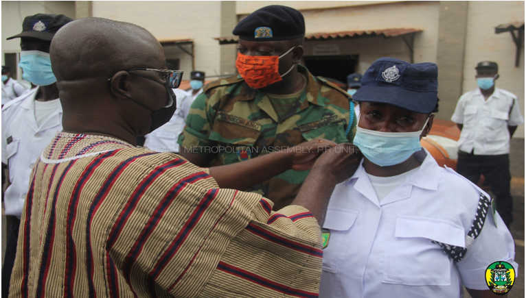 Constable Abena Adutwumwaa being decorated by the MCE